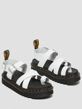Dr. Martens Sz. 10 NEW White Avry Hydro Leather Strap Platform Sandals Summer